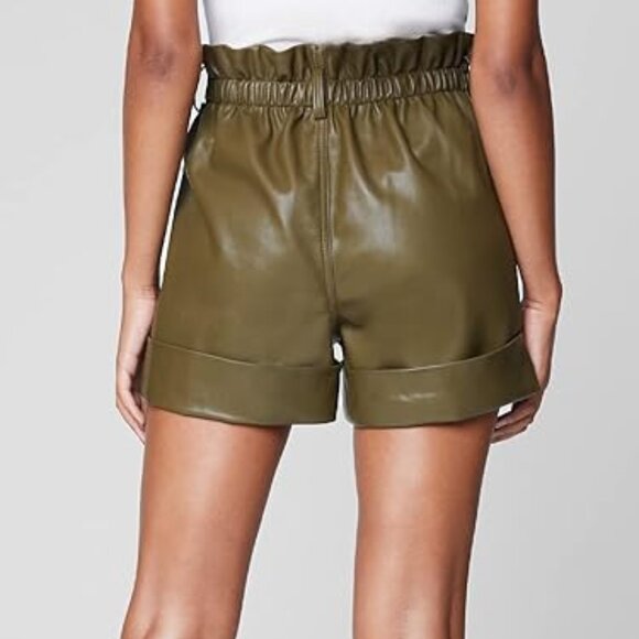 BLANKNYC  Women's Vegan Leather Elastic Waistband Cuffed Shorts Sz 29 Green - Picture 2 of 11